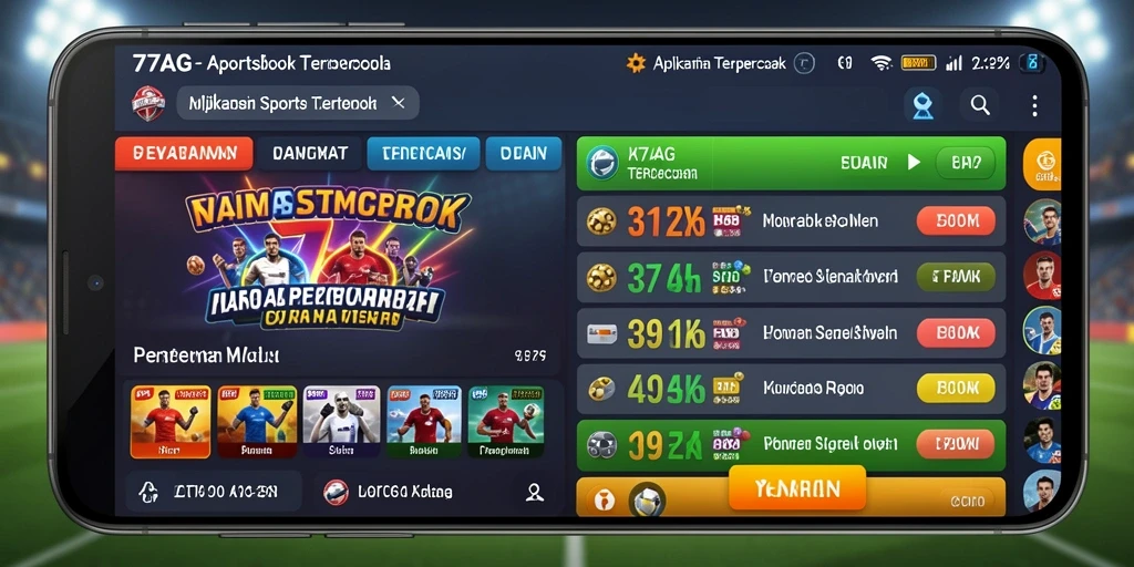 Tangkapan layar gameplay <strong>77AG</strong> menampilkan taruhan olahraga yang mendebarkan.