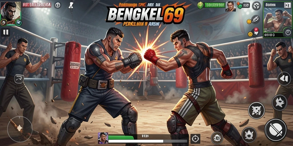 Screenshot utama BENGKEL69 menampilkan pertarungan yang mendebarkan.