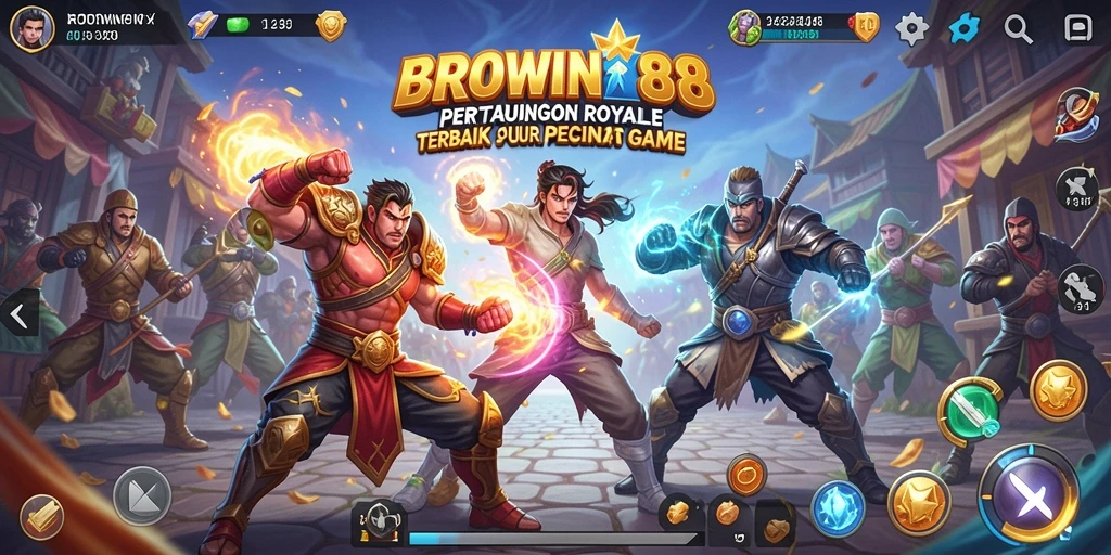 Gameplay mendebarkan dalam BROWIN88 saat pemain bertempur di arena.