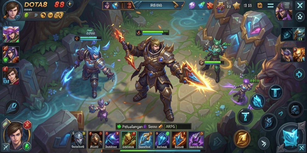 Tampilan seru dari gameplay DOTA88 yang menantang.