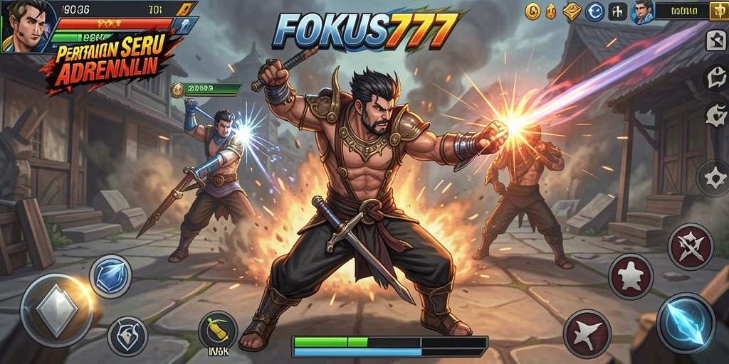Tampilan gameplay FOKUS777 yang mendebarkan di arena pertarungan.
