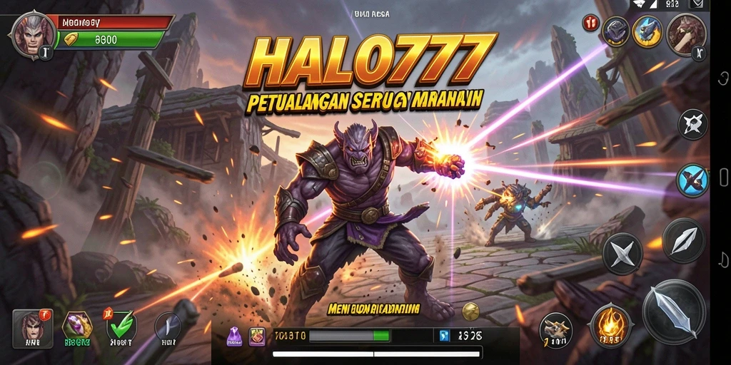 Tangkapan layar utama HALO777 menampilkan aksi seru dalam gameplay yang intens.