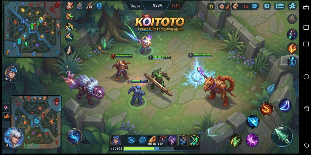 Screenshot gameplay KOITOTO dengan pertarungan karakter yang intens.