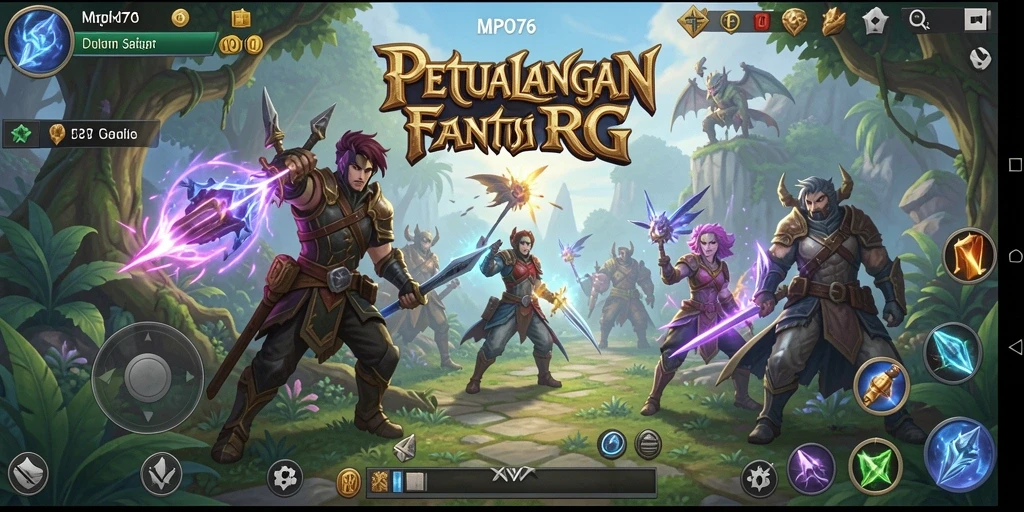 Tampilan gameplay MPO76 dengan pertarungan RPG yang mendebarkan.