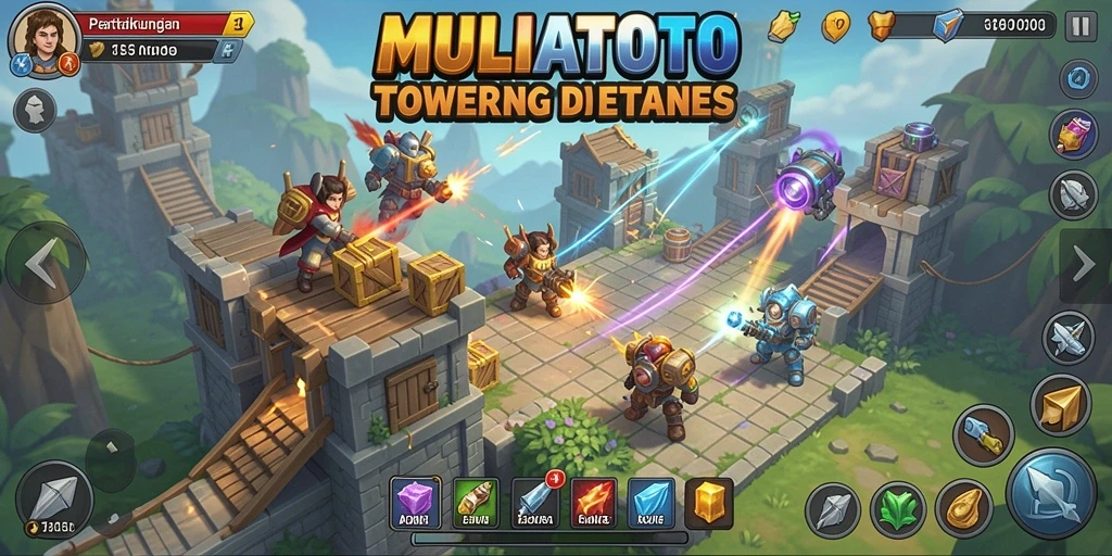 Tampilan gameplay seru dari MULIATOTO dalam genre Tower Defense.