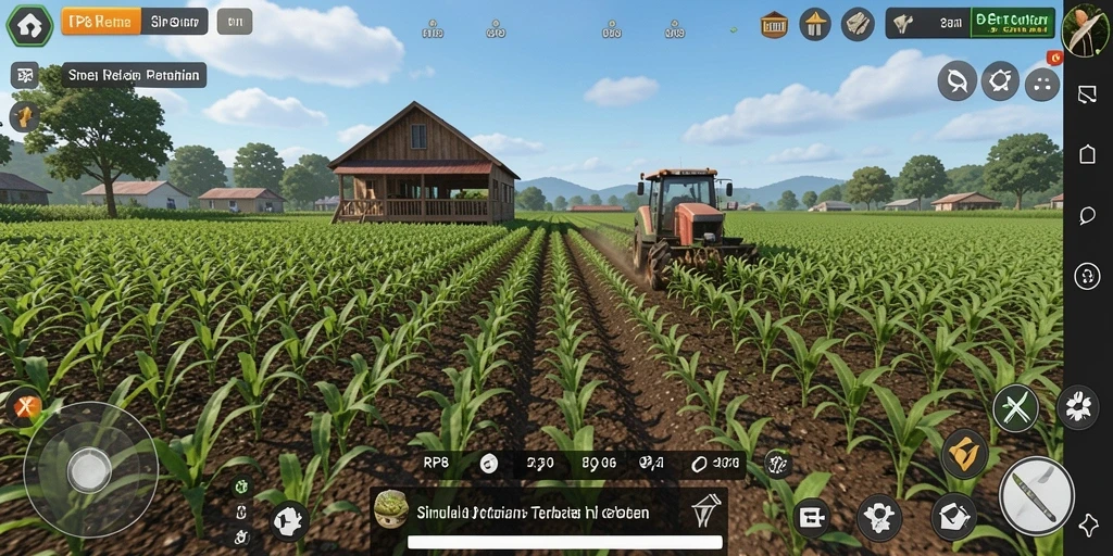 Tampilan gameplay seru dari RP8 dengan aktivitas bertani yang menarik.