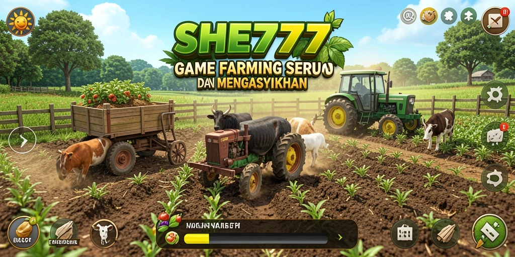 Tangkapan layar dari gameplay SHE777 yang menampilkan aktivitas pertanian.